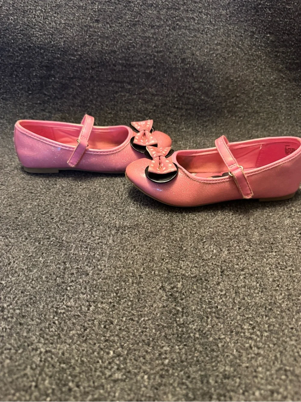 Disney Minnie Mouse Toddler Girls Pink Glitter Mary Jane Ballet Flats - Size 12